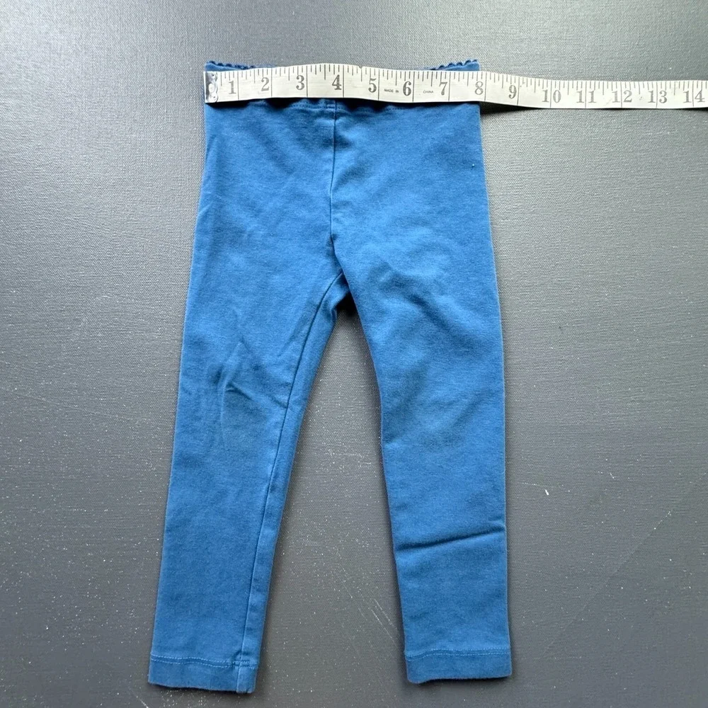 Tea Collection Toddler Girls Size 2T Blue Leggings Cotton Blend Scallop Stretch